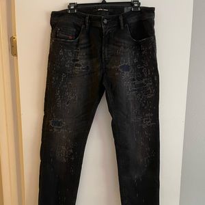 Diesel Black Distressed Slim Jeans